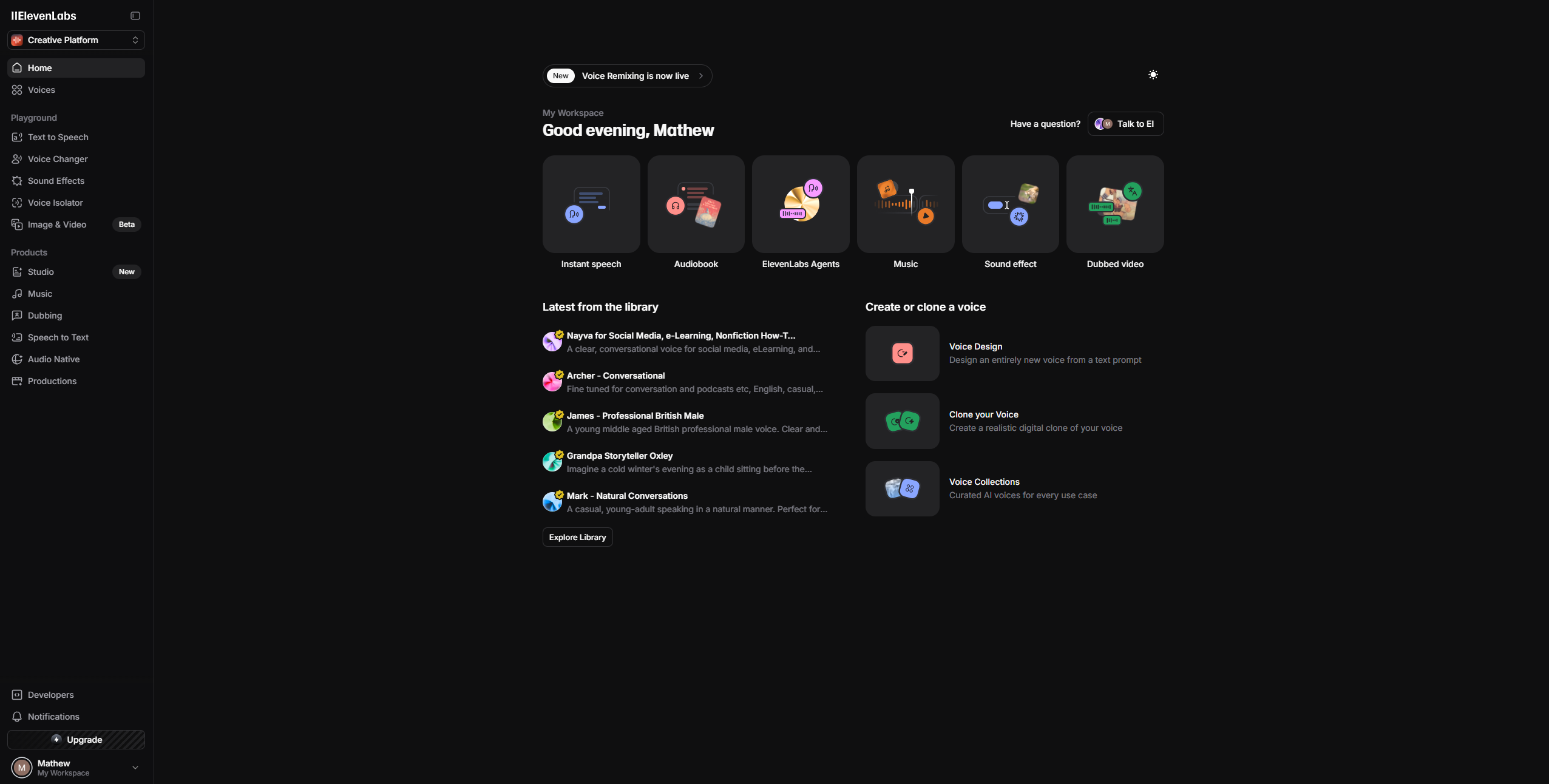 Content creator using Eleven Labs voice cloning technology